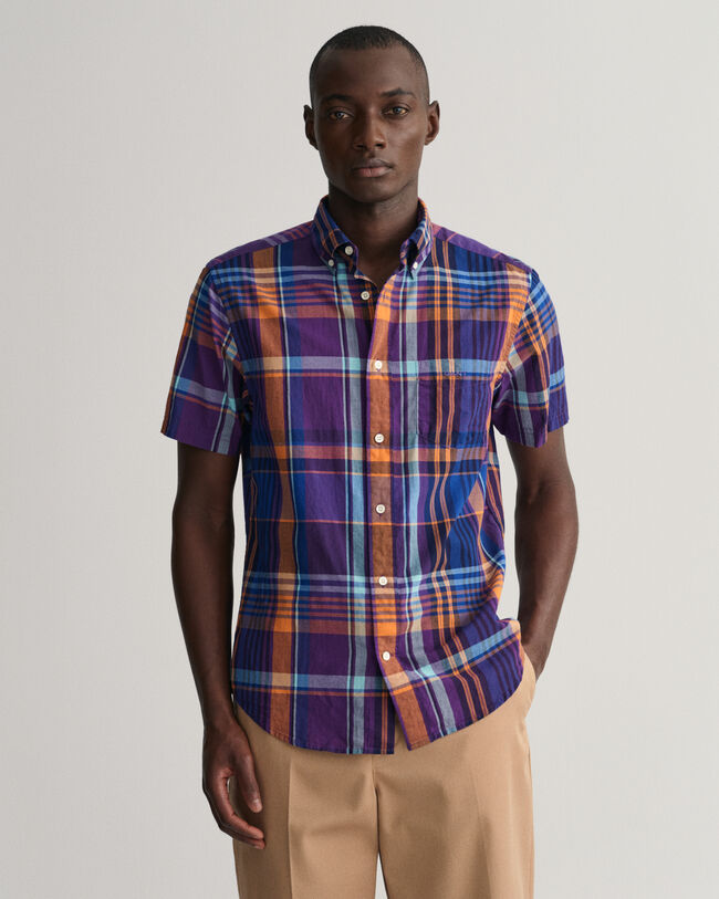 Farbenfrohes Regular Fit Madras Kurzarmhemd