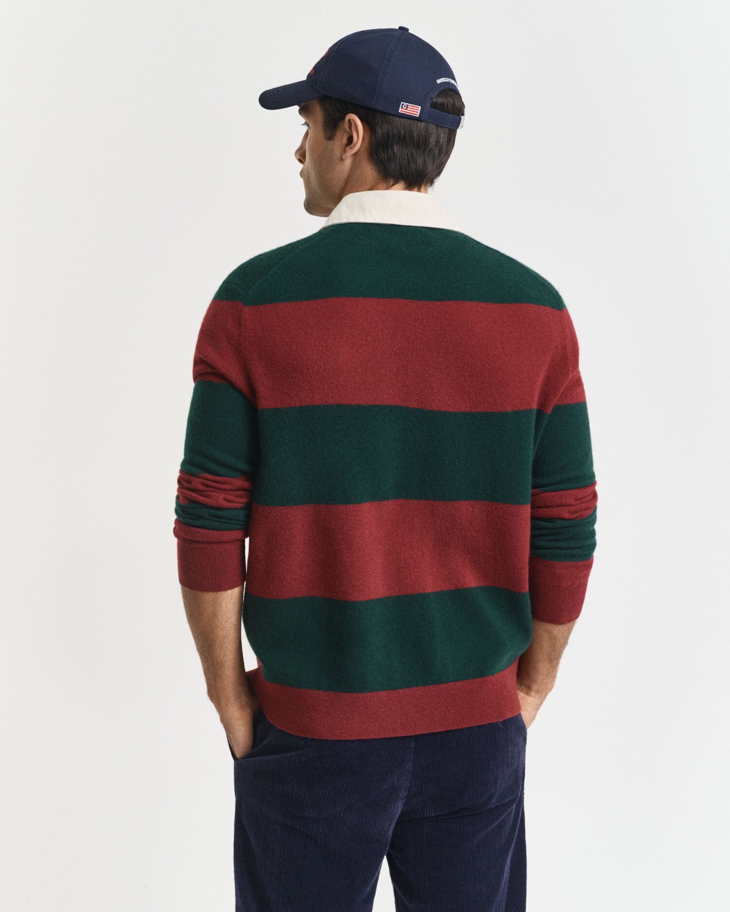 Pull Rugger en laine d'agneau extrafine à rayures