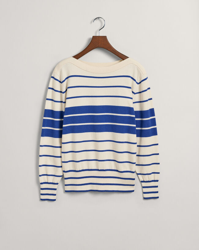 Blockstreifen Pullover mit U-Boot-Ausschnitt