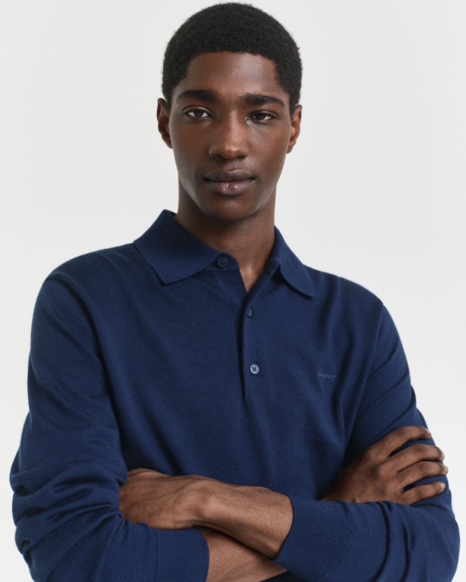 Pull façon polo en laine mérinos extrafine