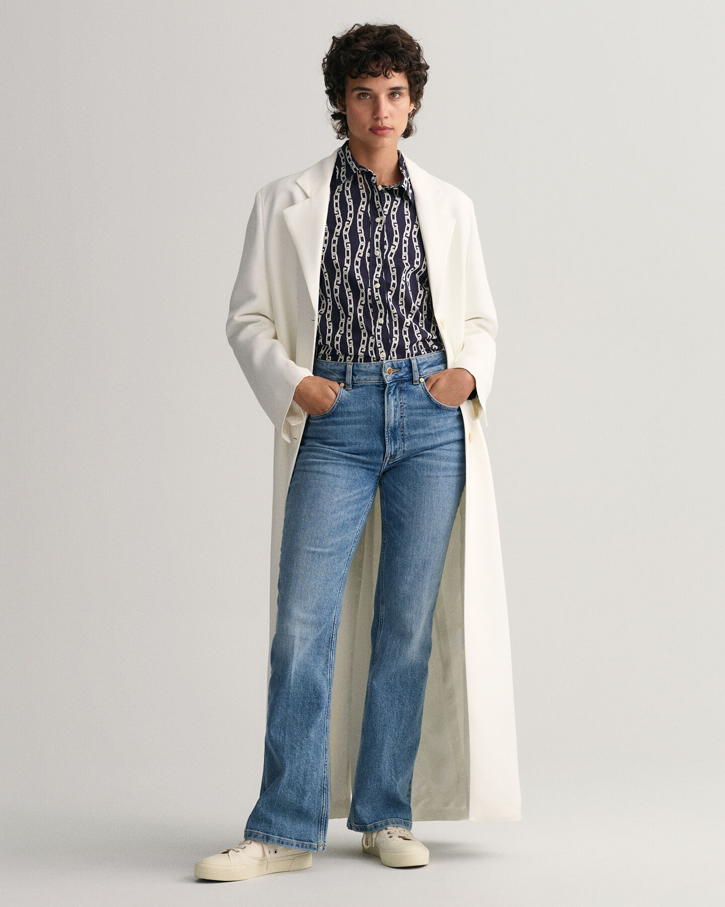 Regular Fit Chain Print Bluse aus Baumwoll-Voile