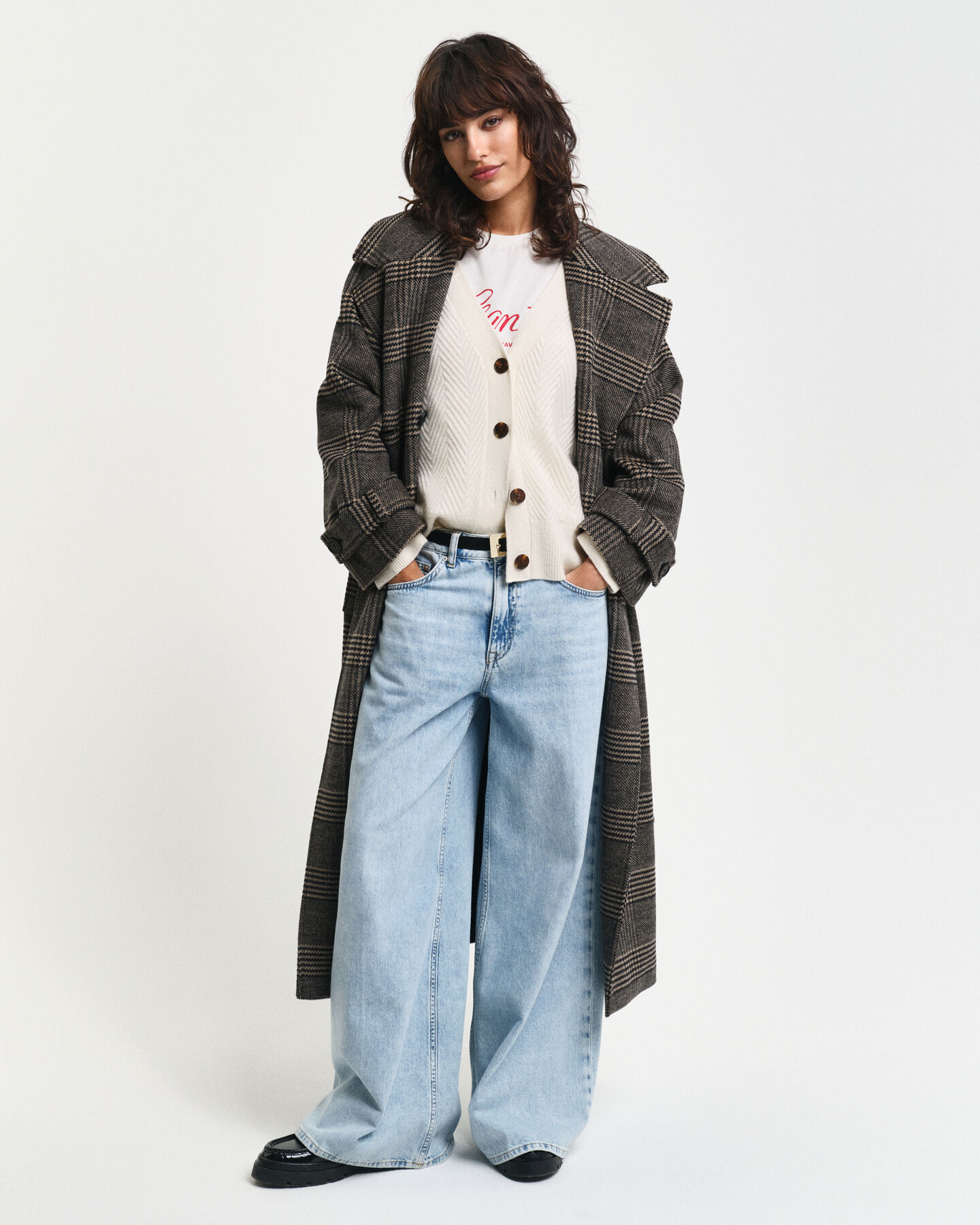 Herringbone V-Neck Strickjacke