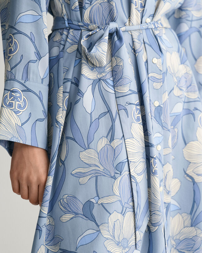 Magnolia Print Hemdblusenkleid
