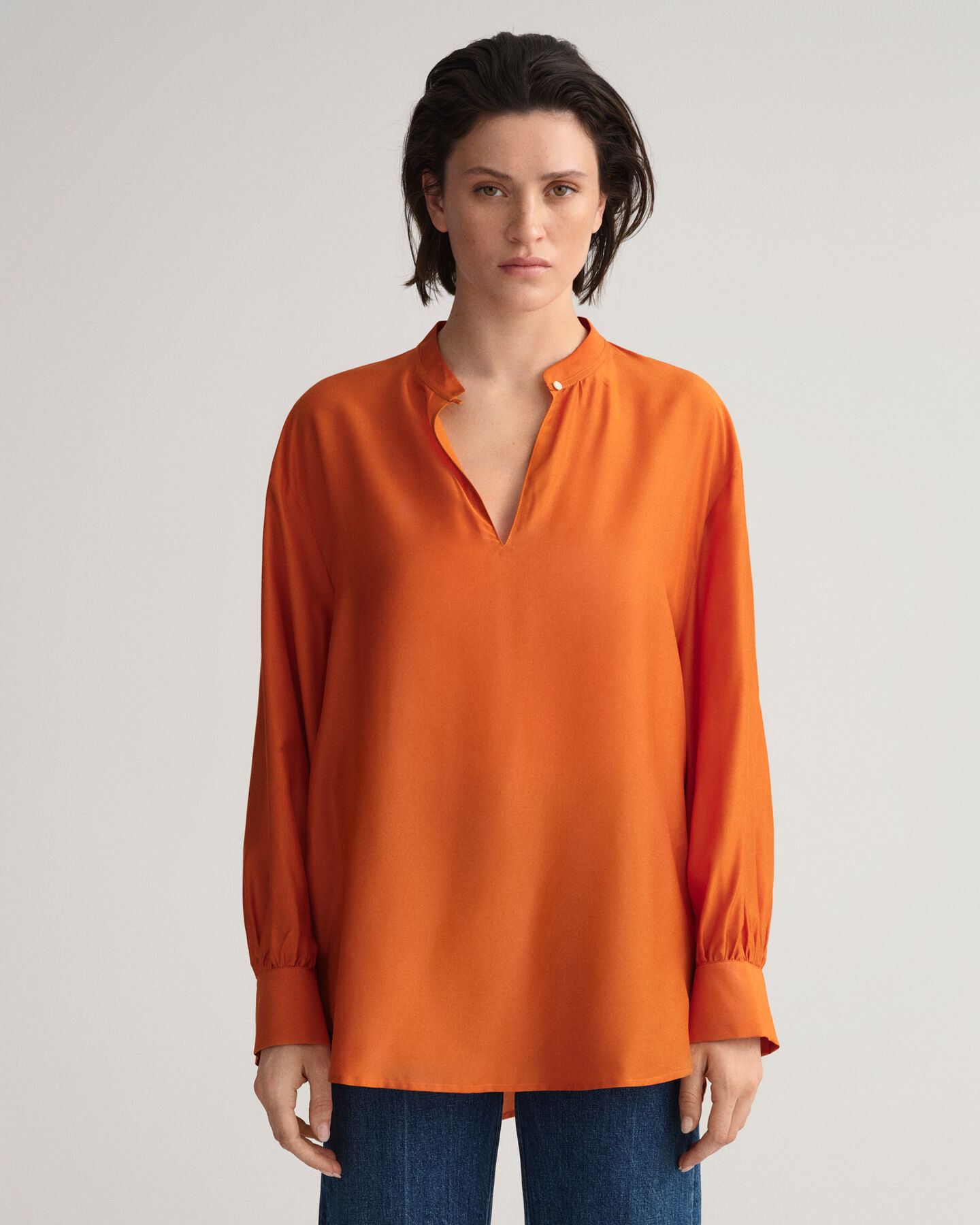 Popover Bluse aus Lyocell und Seide