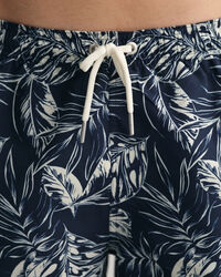Classic Fit Tropical Leaves Badeshorts mit Print