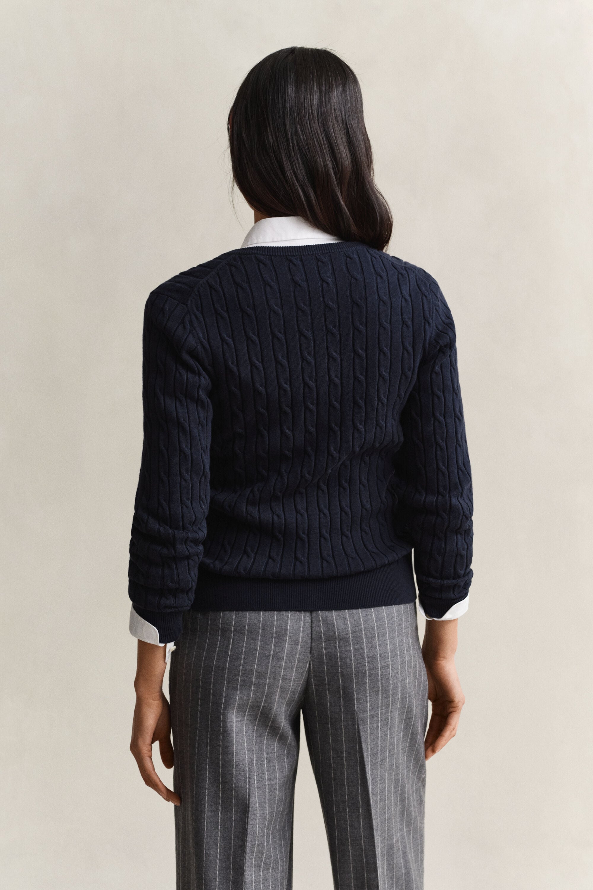 Stretch Cotton Cable Knit Cardigan
