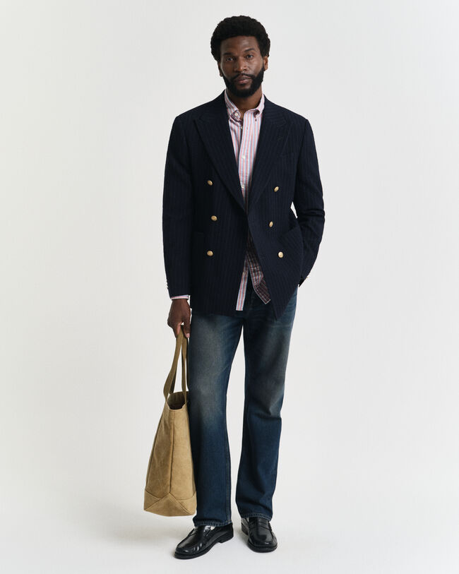 Slim Fit Seersucker Club Sakko mit Streifen