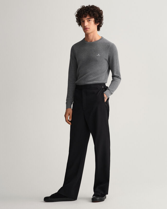 Rundhalspullover aus Baumwoll-Piqu&eacute;