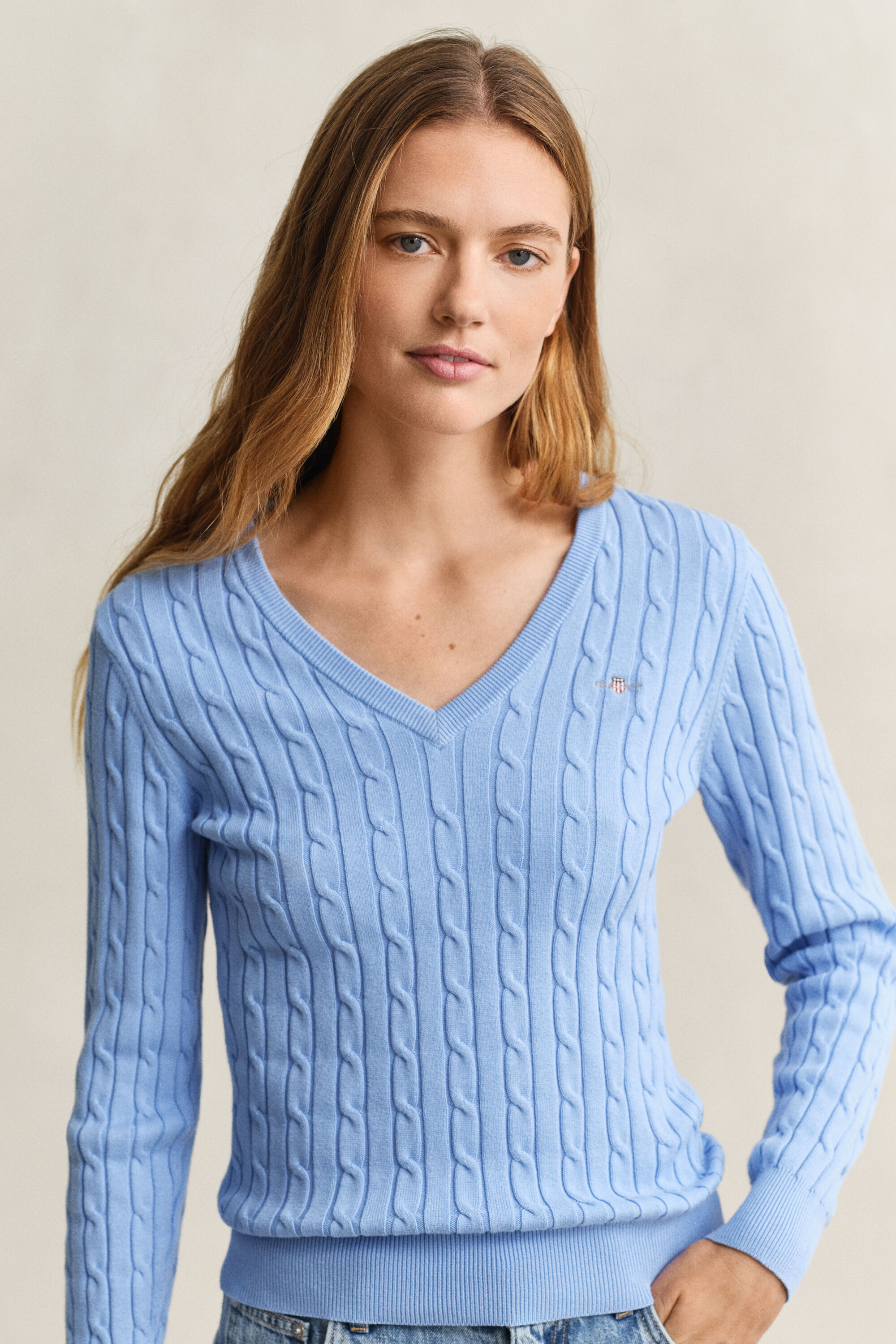 Cable Knit V-Neck Sweater