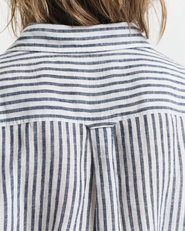 Gestreiftes Hemdblusenkleid aus Leinen