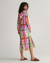 Mehrfarbig kariertes Baumwoll Seiden Kleid