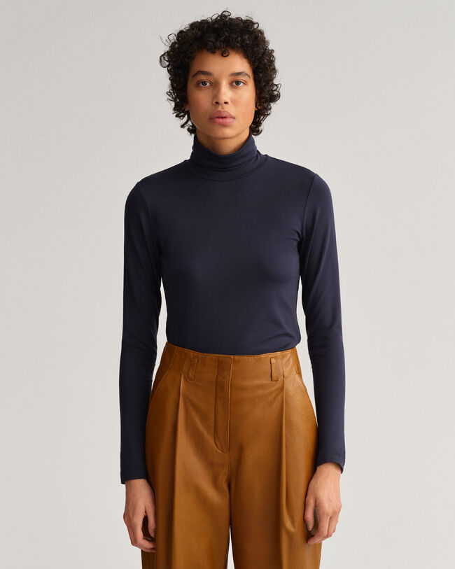 Lang&auml;rmliger Jersey Rollkragenpullover