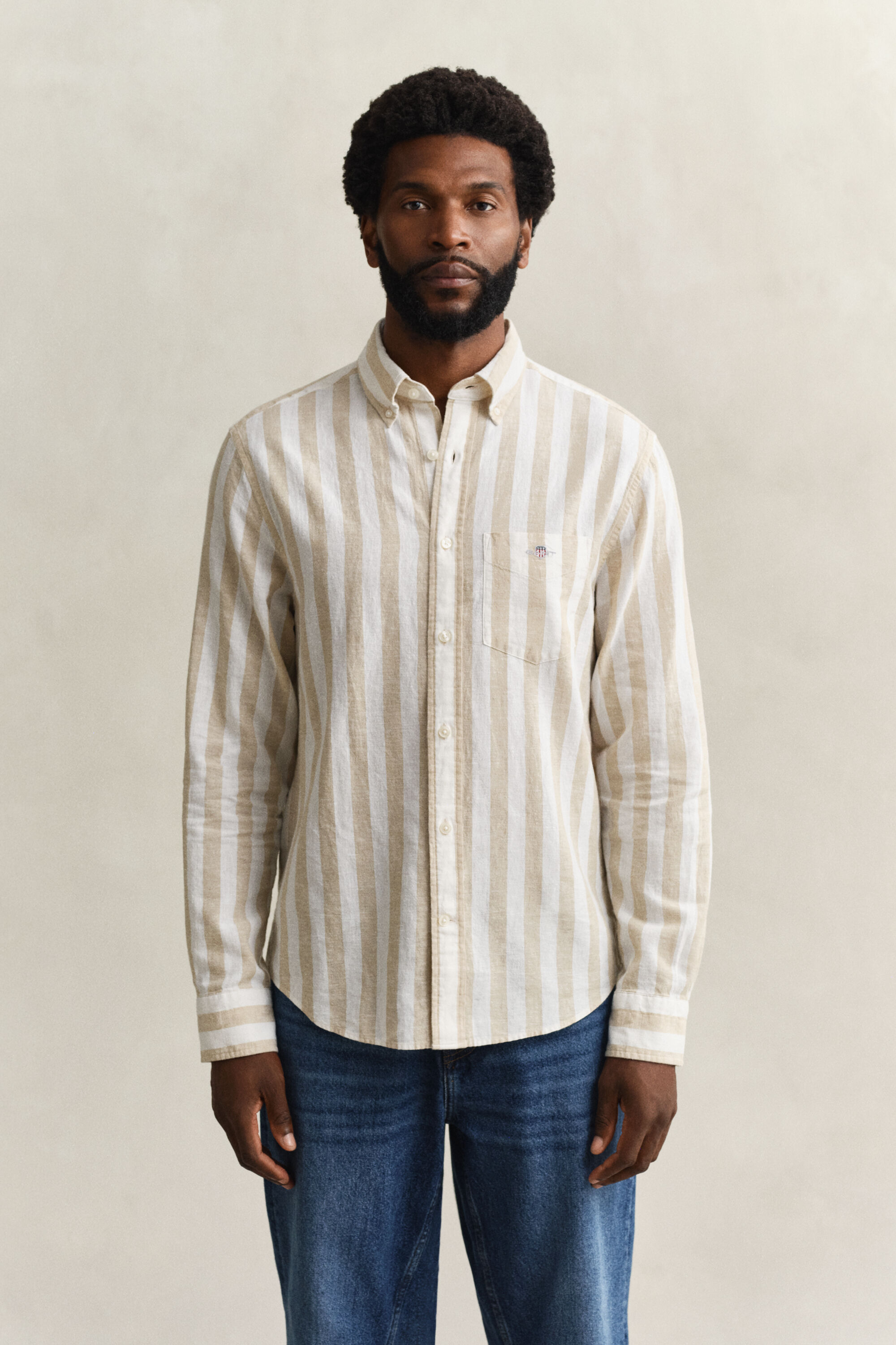 Chemise en lin mélangé à rayures
