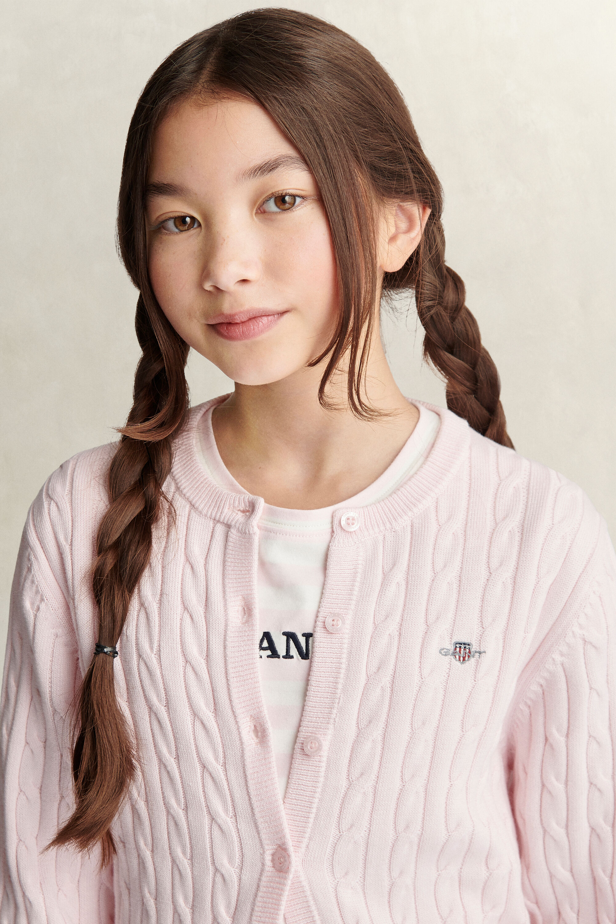 Teen Girls Strickjacke mit Zopfmuster