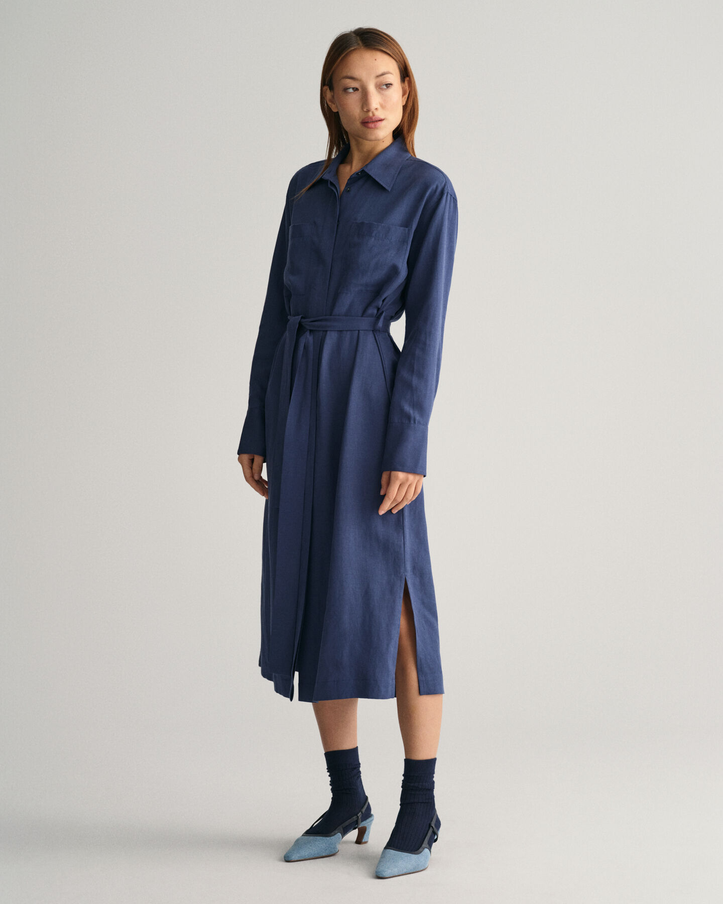 Hemdblusenkleid mit Tasche