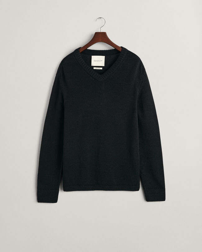 V-Neck Pullover aus Leinenmischgewebe