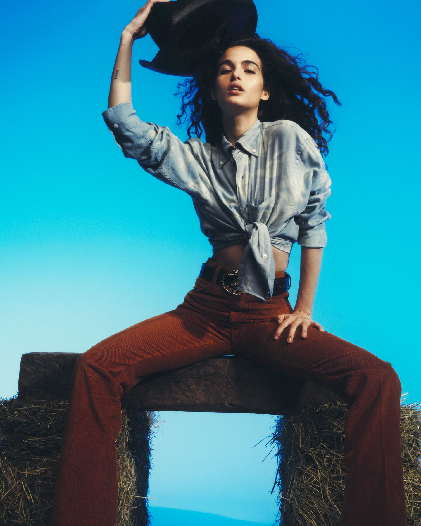 Wrangler x GANT Relaxed Fit Hemd aus Baumwolle und Wolle in ausgeblichener Optik