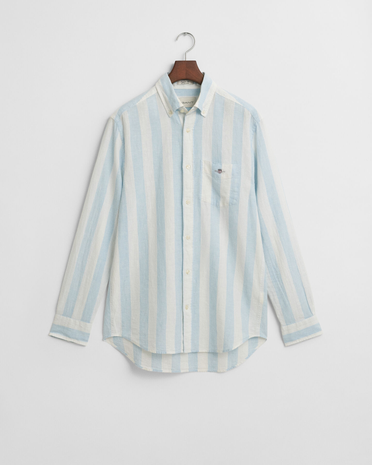 Regular Fit Hemd aus Baumwolle und Leinen mit Streifen