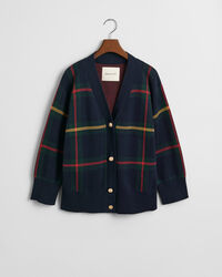 Karierte Strickjacke mit V-Ausschnitt