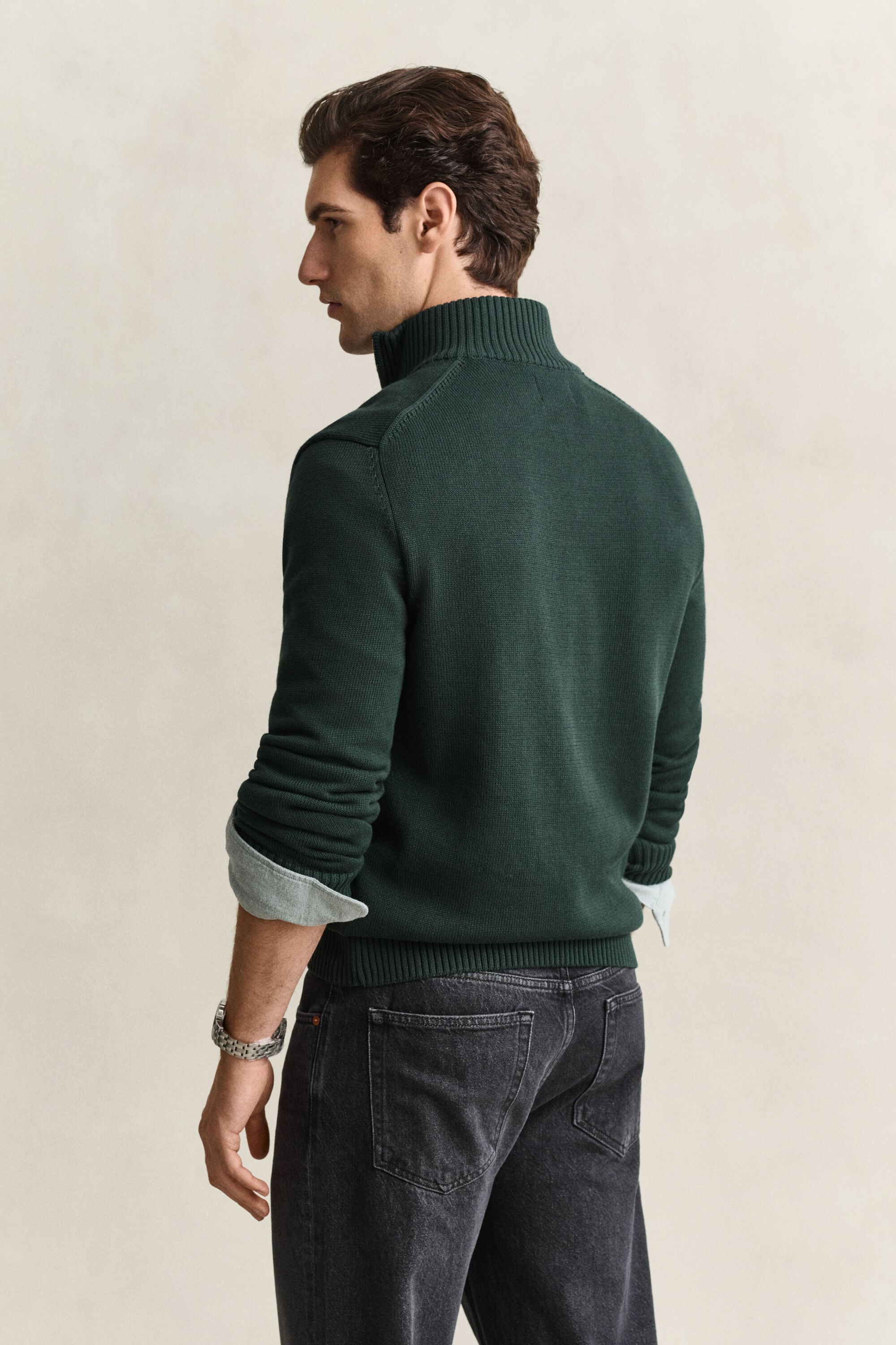 Maglia in cotone casual con zip corta