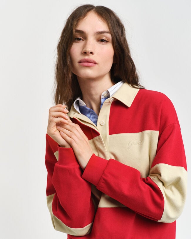 Color Blocked Rugger mit Piquéstruktur