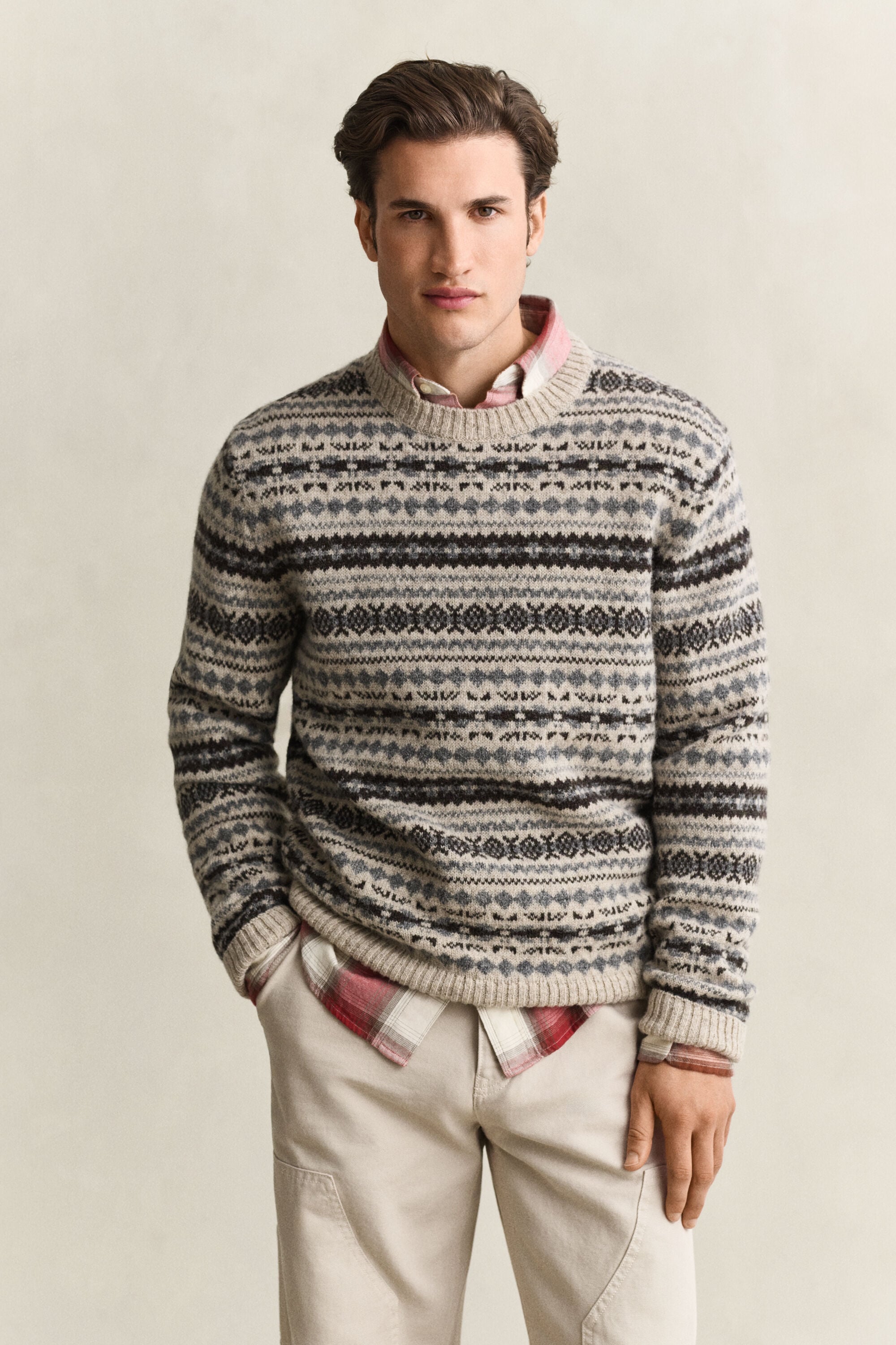 Maglia in lana spazzolata jacquard