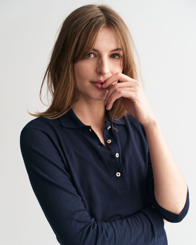 Nahtloses Langarm-Poloshirt