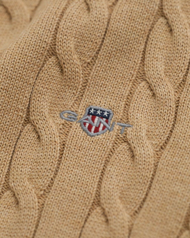 Zopfstrick Rollkragenpullover aus Baumwolle