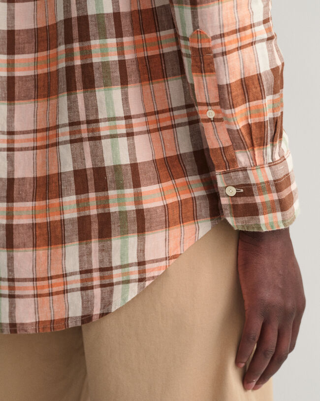 Regular Fit Madras Leinen Hemd