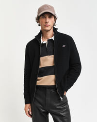 Strickjacke aus strukturierter Baumwolle mit Reißverschluss