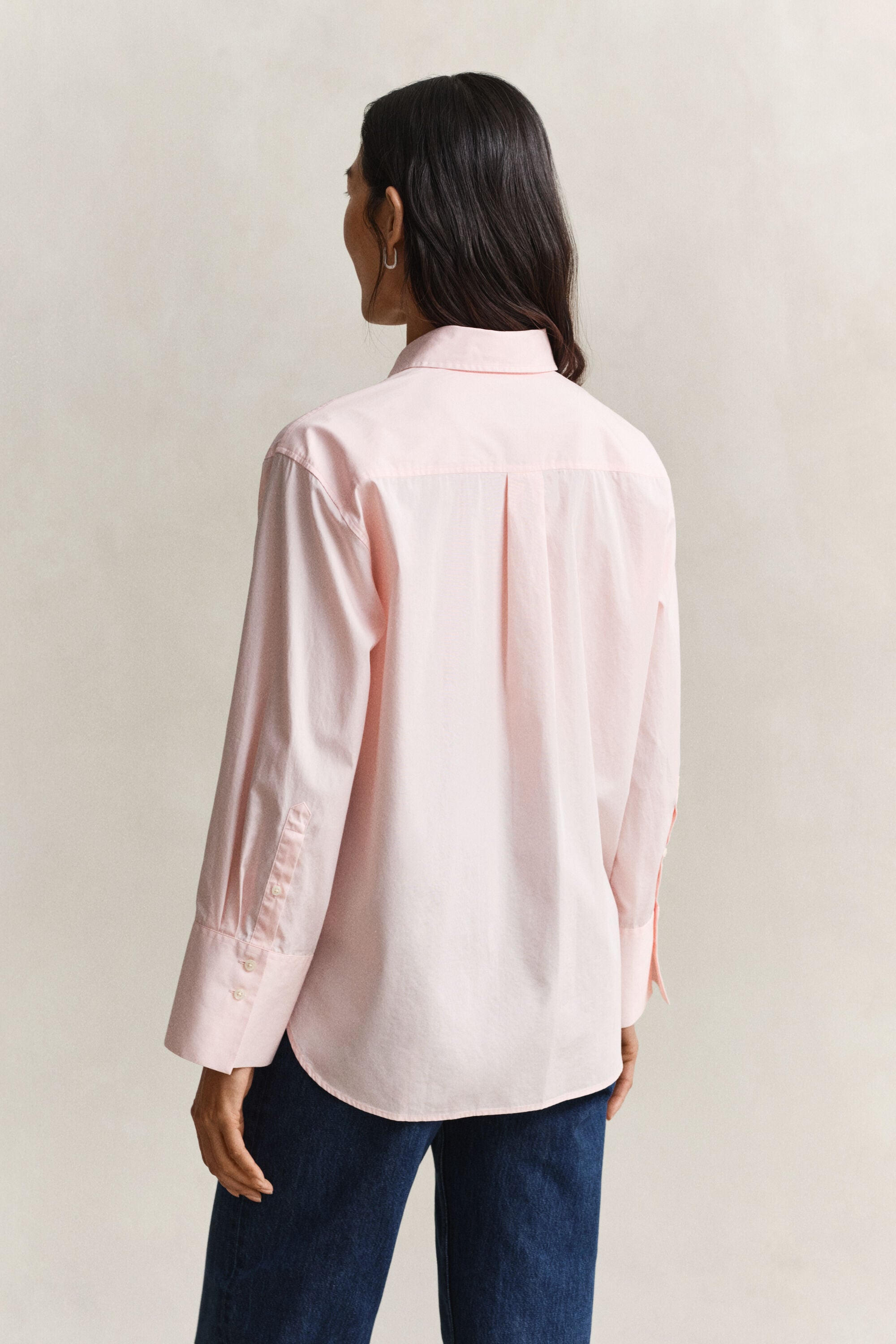 Camicia classica in popeline con maniche ampie