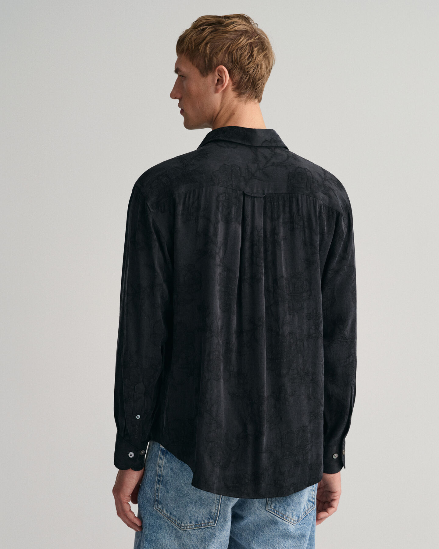 Relaxed Fit Jacquard Cupro Viskose Hemd