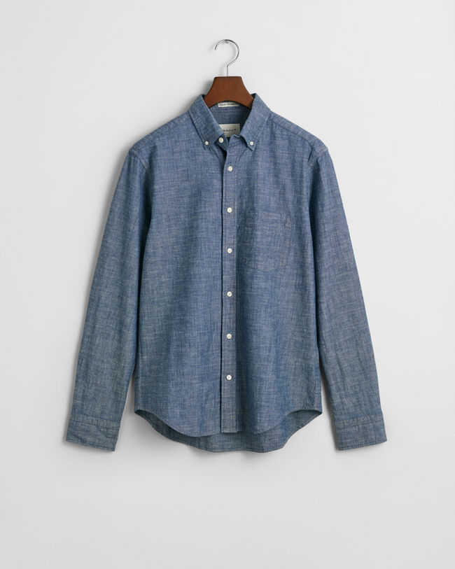 Regular Fit Indigo Chambray Hemd