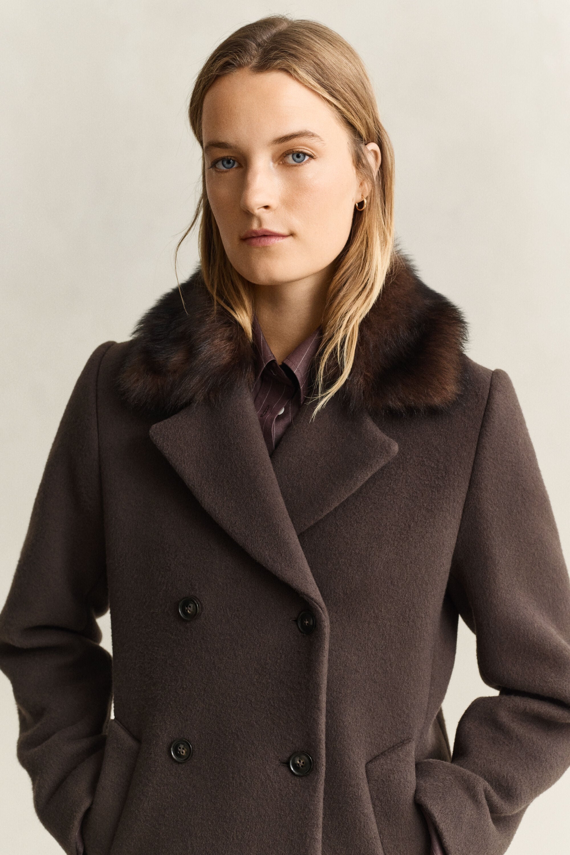 Mantel mit Shearling-Kragen