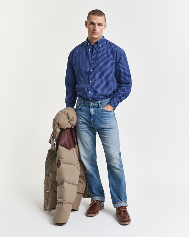 Oversized Popeline Hemd mit Mikro-Karomuster