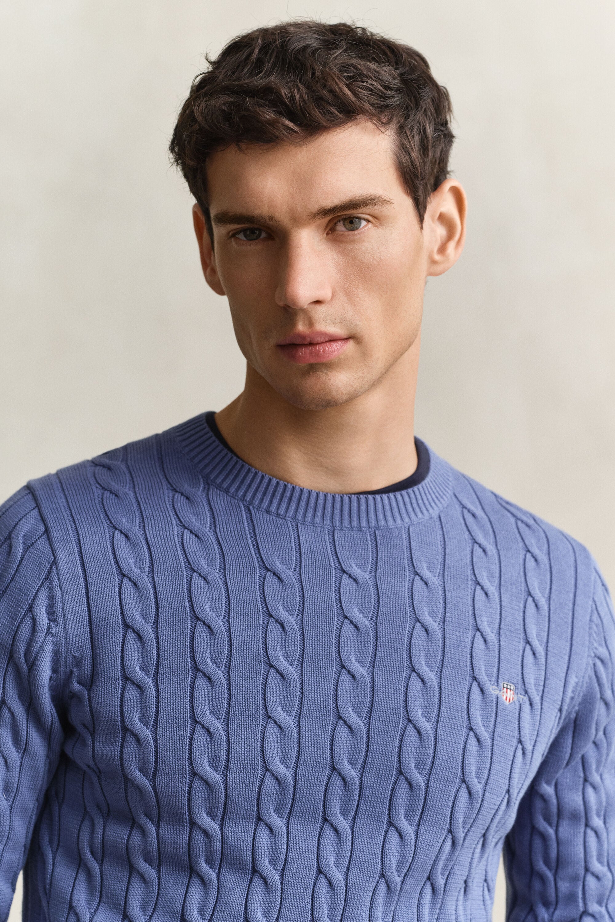 Pull col rond en maille de coton torsadée
