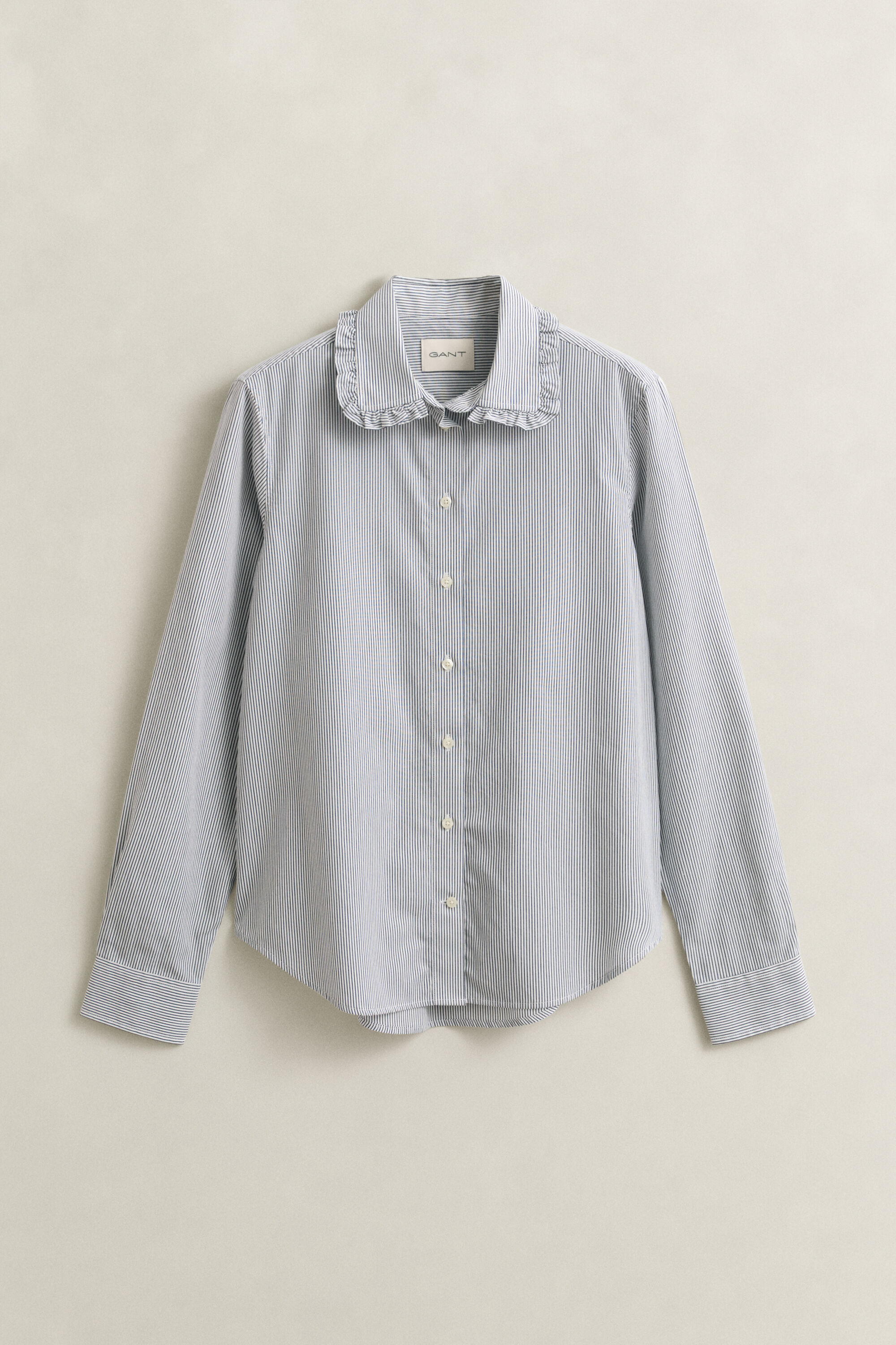 Frilly Striped Cotton Shirt