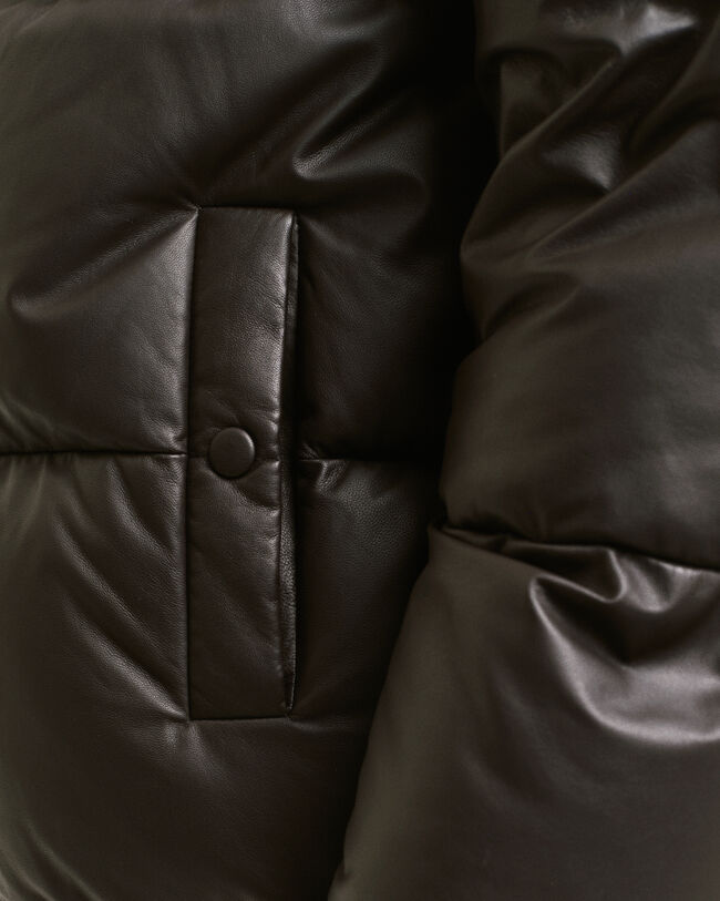 Puffer Jacke aus Leder mit Gänsedaunen