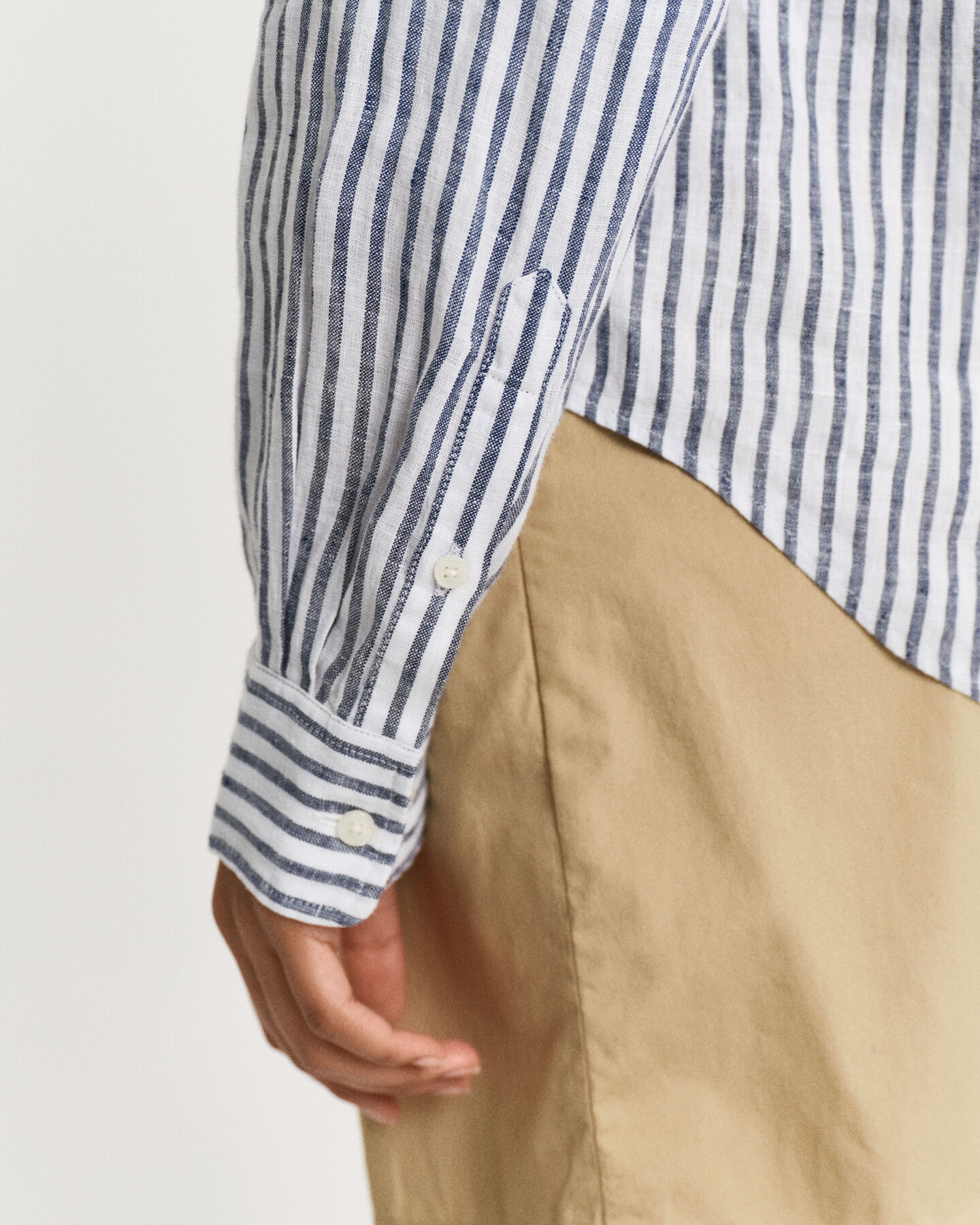 Regular Fit Leinenbluse mit Streifen