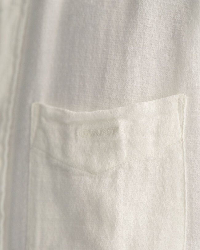 Regular Fit Baumwoll Leinen Kurzarmhemd mit Struktur