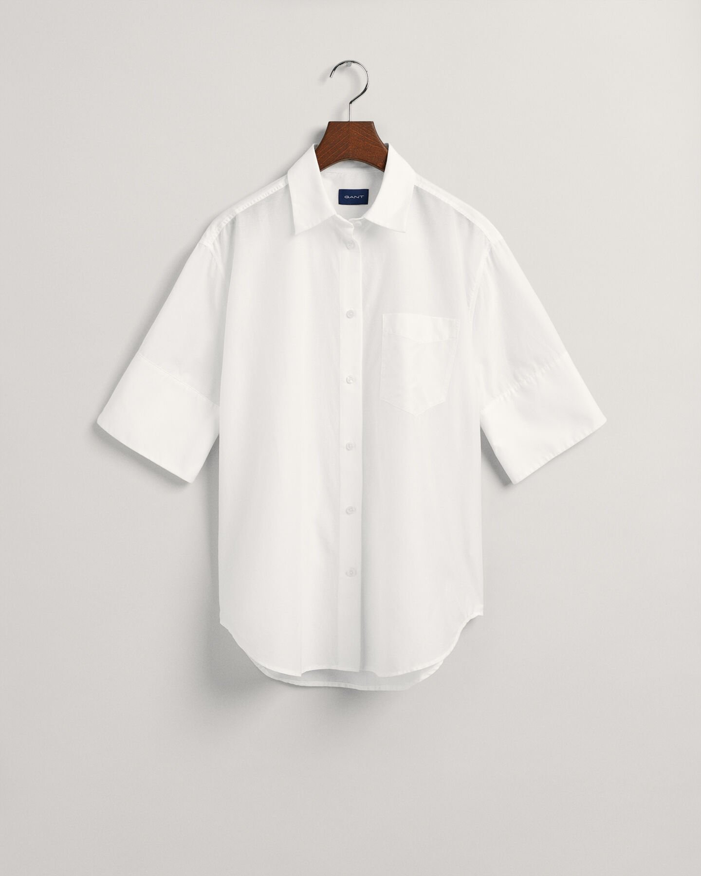 Relaxed Fit Baumwoll Seiden Kurzarmbluse