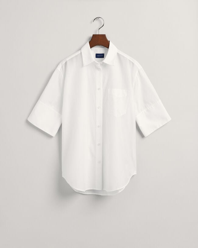 Relaxed Fit Baumwoll Seiden Kurzarmbluse