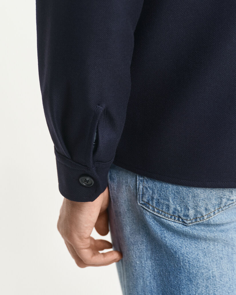 Regular Fit Hemdjacke aus Wollmischung