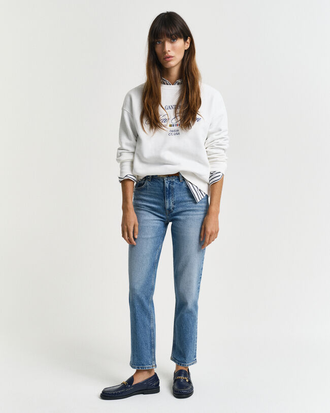 Verkürzte Jeans mit geradem Bein