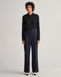 Detail Collar Piqu&eacute; Langarm-Poloshirt