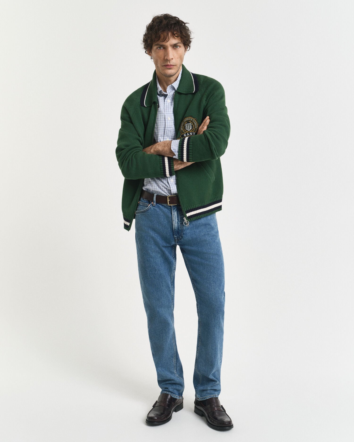 Chemise coupe regular classique en popeline à carreaux