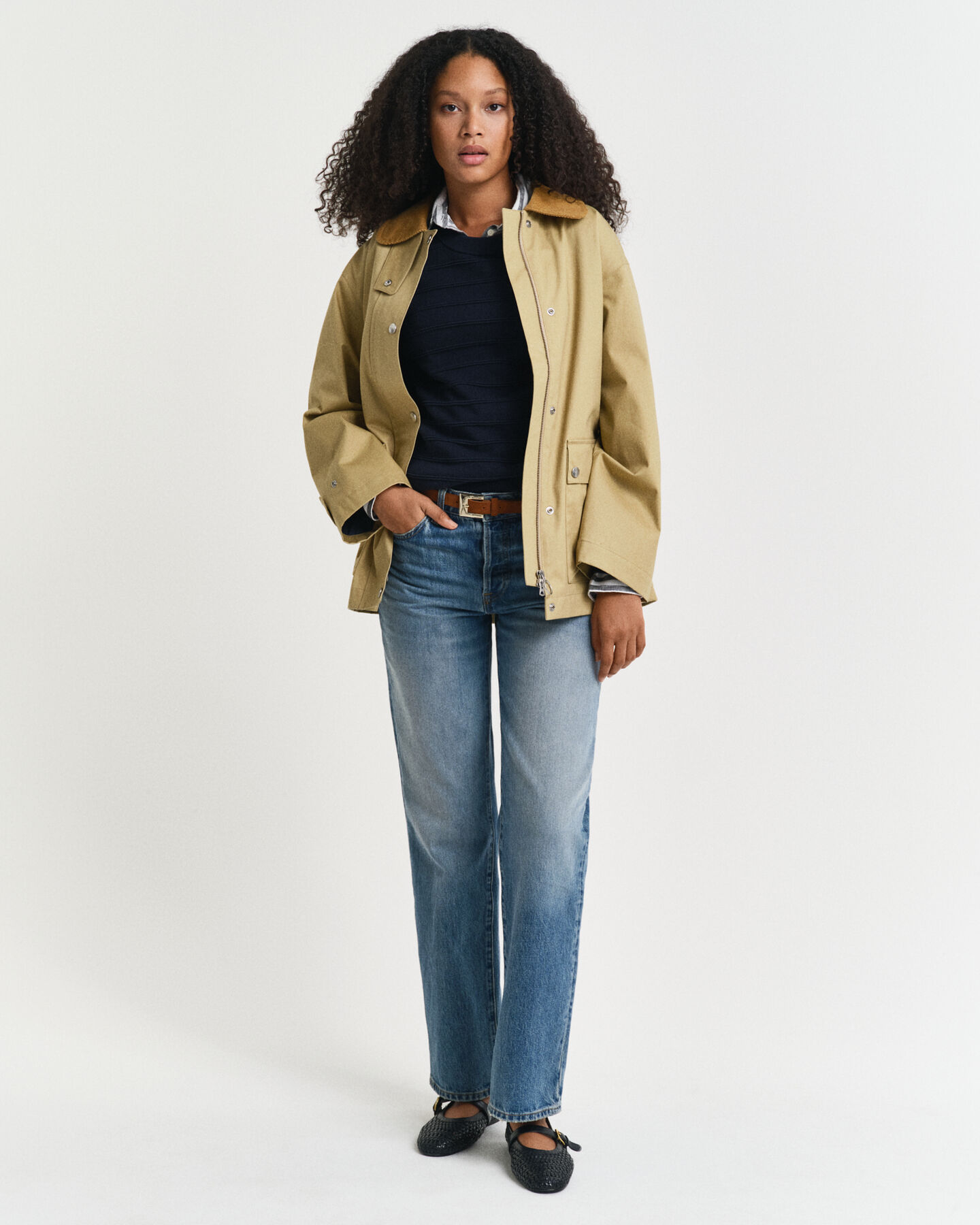 Rundhalspullover aus strukturierter Baumwolle