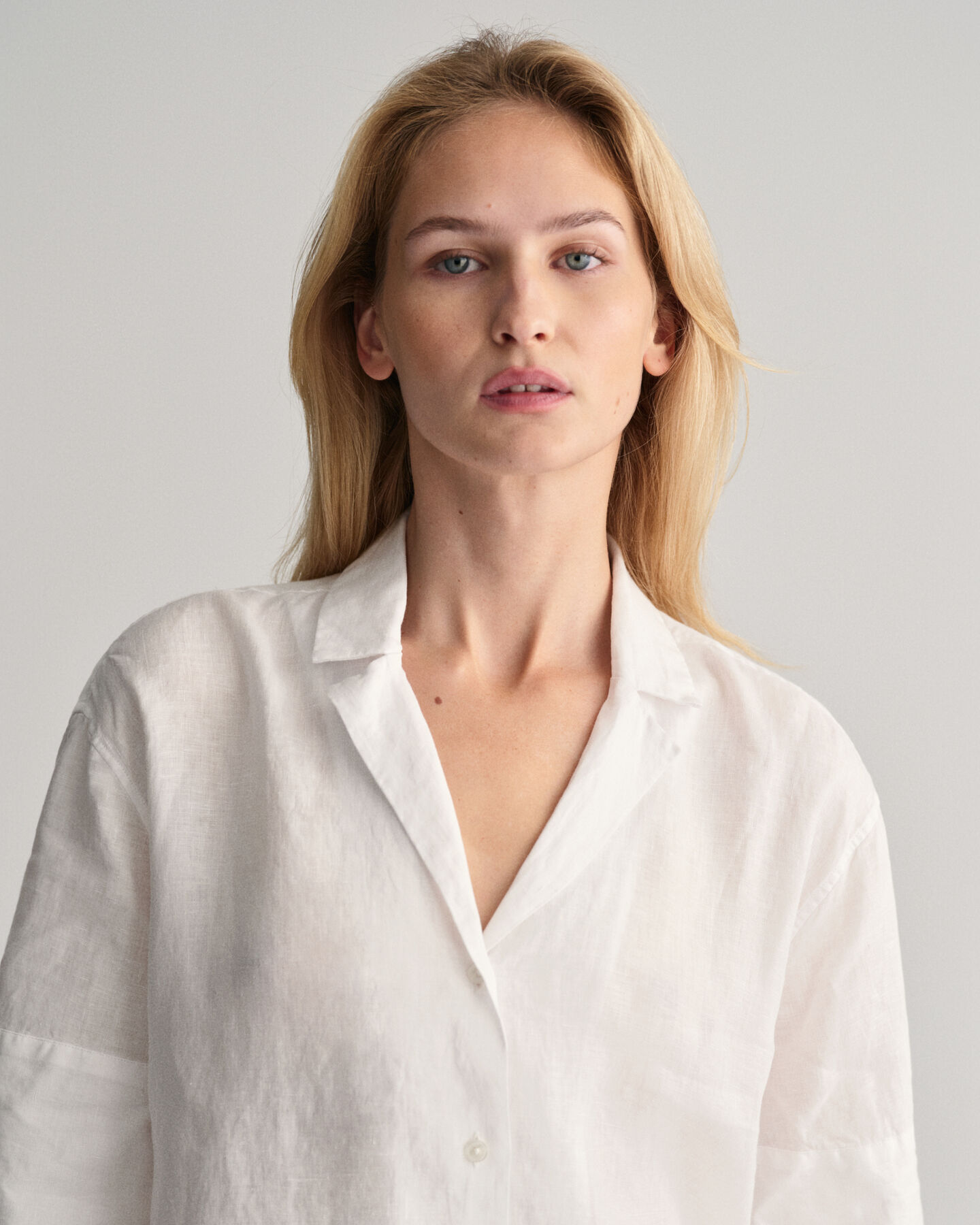 Relaxed Fit Leinen Kurzarmbluse