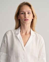 Relaxed Fit Leinen Kurzarmbluse