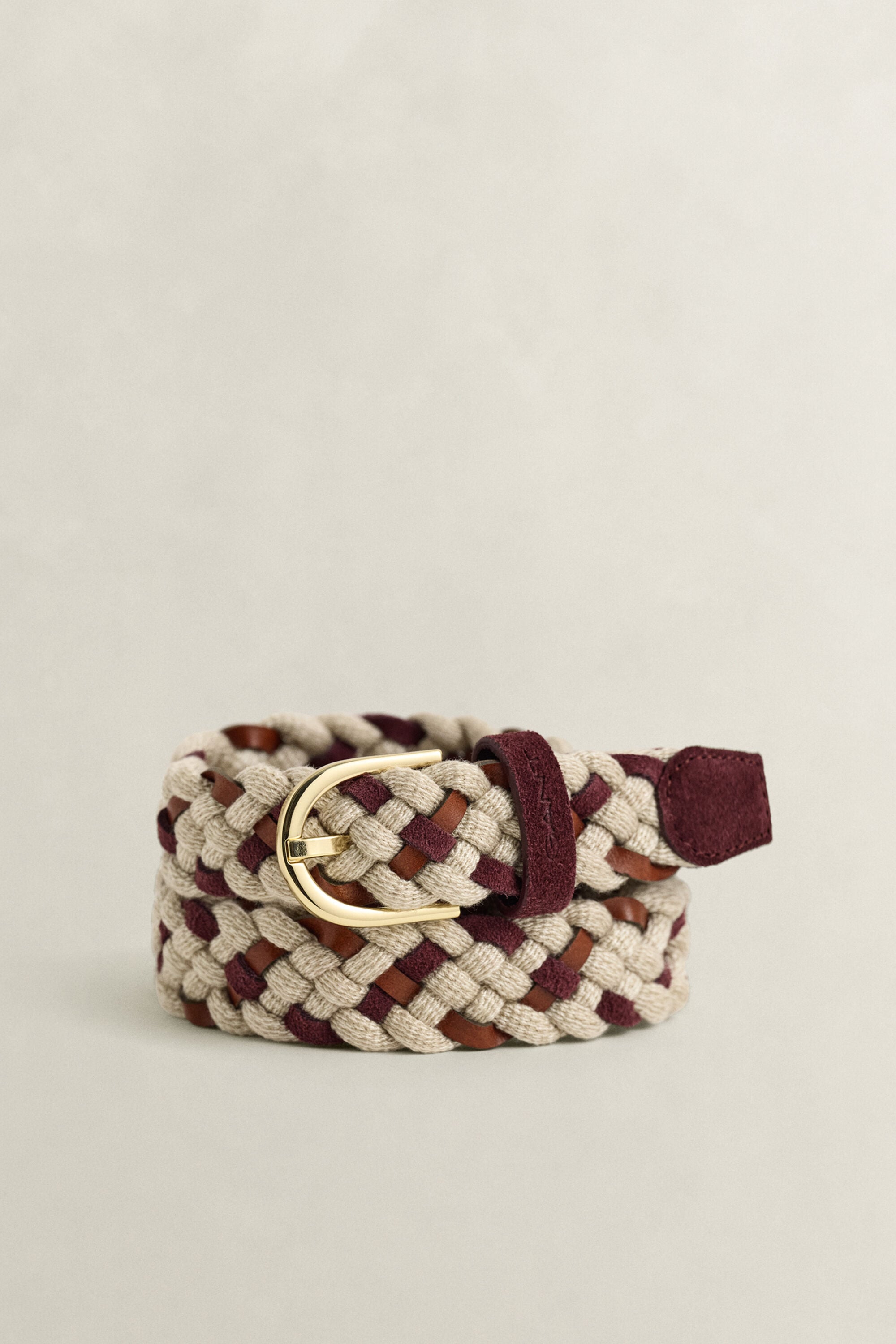 Ceinture tressée en cuir et matières recyclées